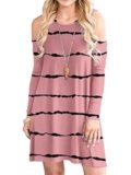 PCEAIIH Women’s Short Sleeve Cold Shoulder Tunic Top Swing T-Shirt Loose Dress with Pockets