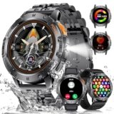 ESFOE Smartwatch Uomo, 1.43″ AMOLED Smartwatch Militare Uomo Fitness con Chiamate Bluetooth Orologio Intelligente Impermeabile 5ATM/120 Modalità Sportive/530mAh/Torcia/Cardiofrequenzimetro, Mezzanotte