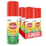 Autan Tropical Mini Spray Antizanzare Forte, Repellente Zanzare Azione Protettiva Duratura, Fino a 8h di protezione, Per Viaggi in Luoghi Tropicali, Efficace contro Virus West Nile, 6 Conf. da 50 ml