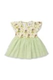 MONICA + ANDY Disney Tulle Dress, Size 2T, Tiana, 100% Organic Toddler Clothes for Girls, Short Sleeve Patterned Dress, Sustainable Super Soft Fabric, Sizes for Kids, Toddler & Infant