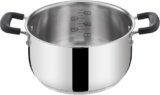 Lagostina Pratica Pentola Alta 2 Maniglie per Induzione, Grigio, 20 cm, Acciaio 18/10