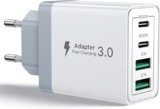 Caricatore USB C Rapido 40W 4Porto Presa USB Caricatore Multipla PD & QC3.0 Carica Cellulare, Spina Alimentatore Caricabatterie per Samsung S22 S23 S24 iPhone 15 16 14, Spinotto Muro Adattatore