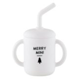 Stephan Baby 100% Silicone Christmas Training Cup Lid & Straw for Babies Toddlers, 4-Ounce, Merry Mini