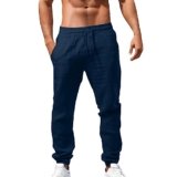 Pantaloni Uomo Estivi, Pantaloni Lino Uomo Estivi Casual Leggeri Larghi Sportivi Pantalon Elastico in Vita Comodi da Spiaggia con Tasche Pantaloncini Loose Fit Pants Comodo Morbide Pantaloncino