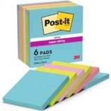 Post-it Foglietti Super Sticky, Colori Assortiti, Confezione da 6 Blocchetti, 90 Fogli per Blocco, 76 mm x 76 mm – Foglietti Extra Adesivi per Appunti, Elenchi & Promemoria