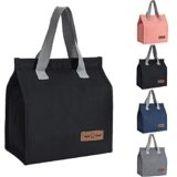Borsa Termica Porta Pranzo per Donna e Uomo, Riutilizzabile Borsa Frigo Piccola Portatile, Isolata, a Prova di Perdite, Lunch Bag Borsa Termica per Lavoro, Ufficio, Scuola, Picnic, Viaggi (Nero)