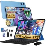 2026 ultimo Tablet 10 Pollici Android 15 Con 5G WiFi Octa-Core 2.0GHz, Gemini AI tablet, 30GB RAM+128GB ROM,8000mAh, WIFI 5G/ GPS/ BT5.0/ OTG, Face ID, Widevine L1, Tablets con Tastiera e Mouse – Blu