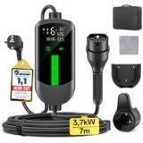 Colonnina Ricarica Auto Elettrica Wallbox – 3,7kW/7M/6-16A Carichino Auto Elettrica Portatile con LCD Digitale e Supporto, Caricabatterie Ritardato, IP65, Compatibile con EVs(IEC 62196-2) & PHEVS