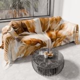 PETTI Artigiani Italiani – Telo Arredo Copridivano Copritutto in Microfibra 300×270 cm, Fantasia Palma Fango | Multiuso per Divani, Copriletto e Copritavolo | Telo Protettivo Lavabile