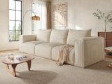 YITAHOME Oversized Deep Modular Sectional Sofa, Cloud Couch 3-Seat Sofa with 3 Pillows, Corduroy Sectional Couches for Living Room, Apartment, Office, Hotel, Bedroom, No Assembly Required, Milky White