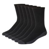 Hanes mens Hanes Men’s Socks, 6-pair Pack Max Cushion Crew, Black/Grey Foot Bottom, 6 12 US