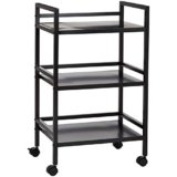 Amazon Basics Carrello su ruote, portaoggetti, a tre ripiani, Nero