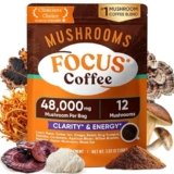 Venture Pal 48000mg Mushroom Coffee with 12 Adaptogenic Mushrooms, Lion’s Mane, Cordyceps, Turkey tail, Reishi, Ashwagandha & Probiotics, Instant Coffee for Focus, Digestion & Immunity – 40 Servings