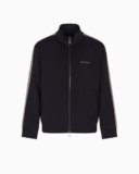 Armani Exchange Felpa da Uomo a Maniche Lunghe con Logo Lettering Zip Closure, Navy Scuro, S