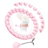 Skyrain Fit Hoop Weighted Waist Hoop for Adults Weight Loss at Home, Fitness Hoop with 32 Detachable Knots, 65 Inch Plus Size, Exercise Training Hoop for Women, Workout Equipment for Gifts (Pink)