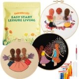 Culberta Embroidery Kit for Beginners, Cross Stitch Kits for Adults with Punch Needle kit, Hoop, & Step by Step HD Video Tutorials, Handmade DIY Art Supplies for Gifts (Pattern7)