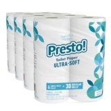 Amazon Brand – Presto! 2-Ply Ultra-Soft Toilet Paper, 24 Family Mega Rolls = 120 regular rolls, 6 Count (Pack of 4), Unscented