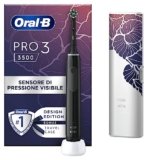 Oral-B Spazzolino Elettrico Ricaricabile Pro 3 3500 Nero, 1 Spazzolino Elettrico Oral B, 1 Testina, Custodia Da Viaggio, Pulizia Denti Efficace