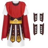 AYBUY Romano Medievale Costumi Bambini, Costume da Guerriero da Cavaliere con Tunica Mantello Accessori, Costume Carnevale Romano per Festa in Maschera, Halloween(M)