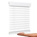 Lotus & Windoware Cordless, 2 Inch Faux Wood Blind, 34″ Wide x 60″ Long, Window Blinds, Blinds & Shades, Blinds for Indoor Windows, Embossed, Bright White