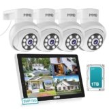 【Wireless Pro, 3K &10CH】5MP Security Cameras Wireless Outdoor with 10.1″ LCD Monitor, 4PCS WiFi PTZ Security Cameras with 4K NVR for Home Surveillance,1TB HDD, Auto Track, 2-Way Audio,Motion Alert,5G