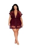 Dreamgirl Plus Cherry Lacquer Robe & Chemise