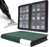 D DACCKIT Toploader Binder, Holds 288 Toploaders – 9 Pocket Top Loader Binder for 3″ x 4″ Rigid Card Holders for Trading Cards or Sports Cards – Model C，Blackish Green