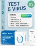 5 x Test Combo 5in1, Tamponi rapido covid 19 varianti 2026 + Influenza A o B + Virus RSV Sinciziale + Virus ADV Virus respiratorio Adenovirus, Test rapido Adulti e bambini, 5 pz
