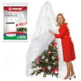 PROWEE White Christmas Tree Bag for 7.5–9 FT Trees, Semi-Translucent Tear-Resistant Plastic Cover for Moving, Upright Xmas Storage or Disposal