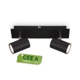 BRILONER – Lampada soffitto LED, CEE A sorgente luminosa, orientabile, 3000K bianco caldo, 2,4 W ciascuno 450 lumen, illuminazione soggiorno, cucina, camera, corridoio, 29 cm, nero