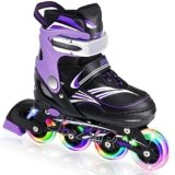 Adjustable Inline Skates for Kids & Beginners – 4-Size Extension Youth Roller Skates with Light-Up Wheels for Boys & Girls, Outdoor Sports Equipment