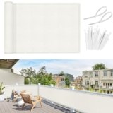 Sunnylaxx Frangivisto Balcone per Protezione 90×700 cm,Schermo Privacy,Recinzione Copertura per Privacy Balcone PES,per Balcone Giardino terrazza,con Occhielli e Fascetta, Crema