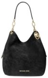 Michael Kors Lillie Large Chain Shoulder Bag, Gold-Tone Hardware/Suede Leather/Black