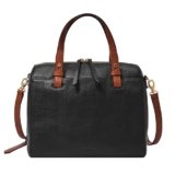 Fossil Women’s Rachel Leather Satchel Purse Handbag, Black (Model: ZB7256001)