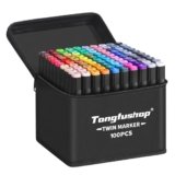 Tongfushop Marcatore 100 Colori, Pennarelli Doppia Punta, Pennarelli ad Alcool Professionali con Borsa e Distanziatore, Adatti per Sketch, Colorare, Illustrazioni, Disegnare, Anime