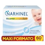 Narhinel MAXI FORMATO 60 Ricambi Morbidi per Aspiratore Nasale Neonati e Bambini con Filtro Igienico Assorbente per Trattenere il Muco, Pacco da 60 Ricambi Monouso