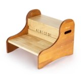 StrongTek Kids Wooden Step Stool with Storage, 2-Step Pine Design with Non-Slip Pads, Hidden Storage Compartment for Toddlers, Ideal for Bathroom, Bedroom, or Kitchen Use