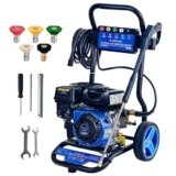 Roomark Idropulitrice professionale,max.248 bar pressione di lavoro, 590L/h, 210cc Gas Idropulitrice ad alta pressione commerciale con 8M Tubo flessibile & 5 ugelli,per giardino,cortile,veicolo