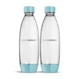 Sodastream 2 Bottiglie Fuse Lavabili In Lavastoviglie per Gasatore ENSO, DUO, TERRA, E-TERRA, ART, GAIA, colore azzurro chiaro