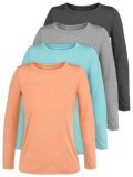 Cooraby Girls Long Sleeve Shirt Athletic Active Dry Fit Crew Neck T-Shirt Soft Activewear Shirts for Youth Teens Girls