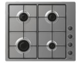 Candy CHW6LBX Piano Cottura a Gas, 4 Fuochi, da Incasso, Griglie in metallo, Valvola di Sicurezza, 59,5x51x8 cm, Acciaio Inox