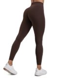 CRZ YOGA Donna Butterlift Yoga Leggings Sollevamento del Sedere 64cm – Nessuna Cucitura Frontale A Vita Alta Marrone Caramello Caldo 42