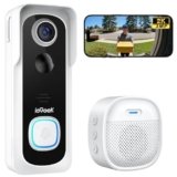 ieGeek Videocitofono Wifi 2K con IP66 Impermeabile, Videocitofono Senza Fili con Visione Notturna, Batteria Ricaricabile, Rilevamento Intelligente, per Casa o Azienda, Alexa Compatibile (Bianco)