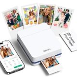 Nelko PP01 Stampante Fotografica Portatile, Mini Stampante a Colori per Stampa Foto dal Cellulare, Stampante Istantanea con 20 Carte per Foto Adesive, App di Modifica, Compatibile iOS/Android, Bianco
