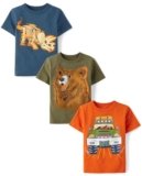 The Children’s Place,Baby Boys,and Toddler Animal Short Sleeve Graphic T-Shirts,multipacks,Safari/Bear/Dino Bones 3-Pack,18 Months,24 Months