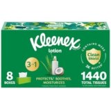 Kleenex Lotion Facial Tissues with Coconut Oil, 8 Flat Boxes, 180 Tissues Per Box, 3-Ply