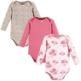 Hudson Baby Boys Bodysuits Unisex Cotton Long-Sleeve Blush Rose Leopard 3-Pack, 3-6 Months, Blush Rose Leopard 3-pack, 3-6 Months US