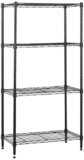 Amazon Basics Scaffaliera a 4 ripiani stretti, altezza dei ripiani e piedini di livellamento regolabili, peso massimo 363 kg, Nero, 34 x 59 x 122 cm (D x W x H)