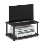 Furinno TURN-N-TUBE TV Riser Stand, 2-Tier Small Elevated No Tools TV Stand, TV Console for TV up to 32 inch, 15.8 x 23.8 x 11, for Living Room, Bedroom, Dark Walnut