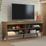 Madesa TV Stand Unit with 4 Shelves and Cable Management for 55, 65 Inch Media 1 Storage Gaming Media Console Living Room and Bedroom Entertainment Center Modern Wooden Television Cabinet – Rustic